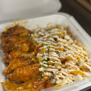 Shrimp Rice & 6 Wings