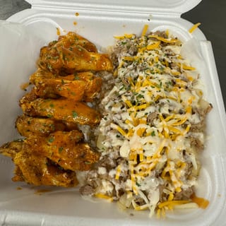Steak Rice & 6 Wings